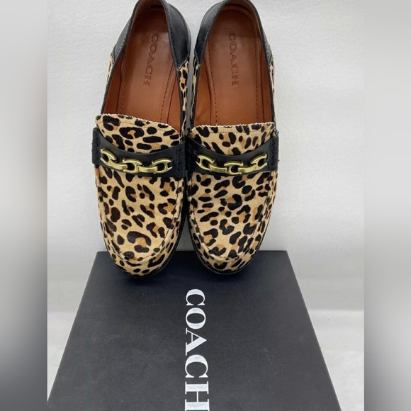 Coach Designer Putnam Leopard Genuine Calf Hair Convertible Loafer Flar SZ 8B - Picture 2 of 11